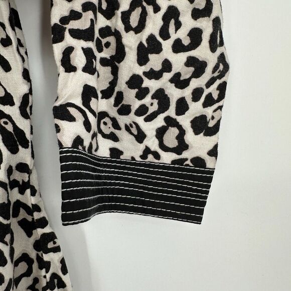 Womens Long Sleeve Tunic Top Mini Shirt Dress Size XS Leopard Boho Edgy Playful - Picture 6 of 7
